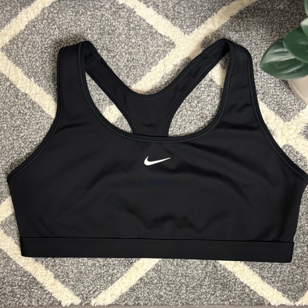 Nike Black Sports Bra with White Swoosh - Racerback Support